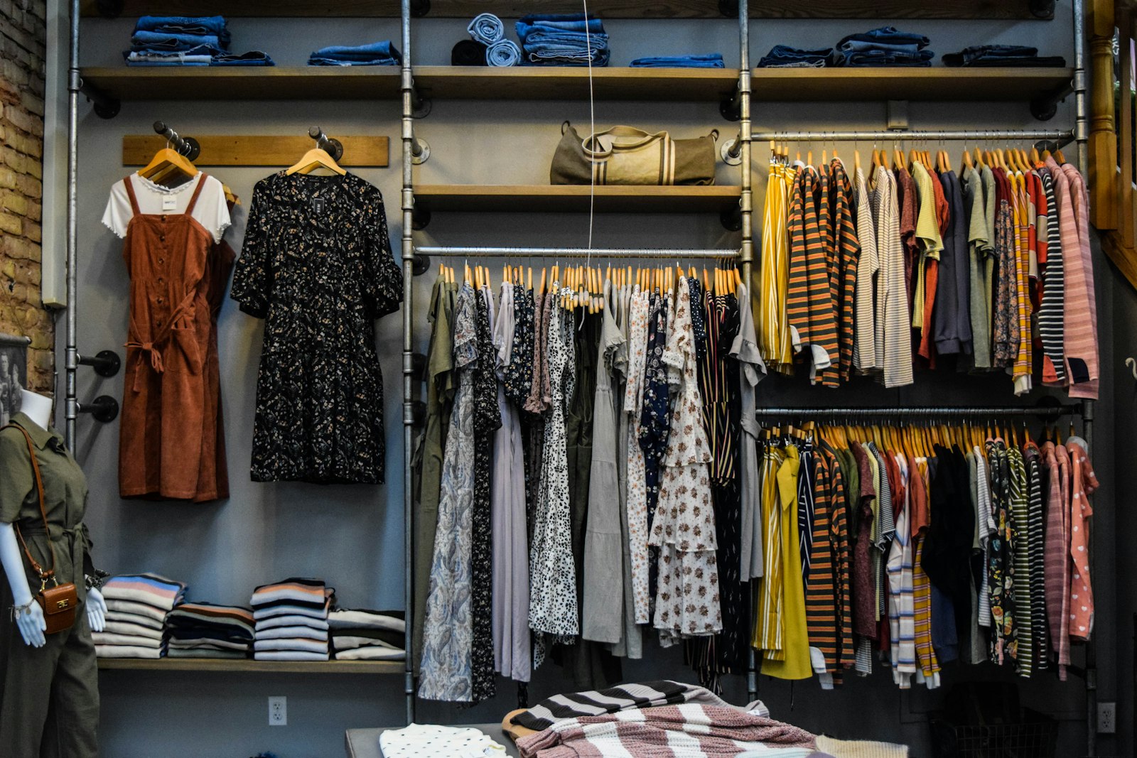 Garments hanging on racks, ready for alterations and repairs